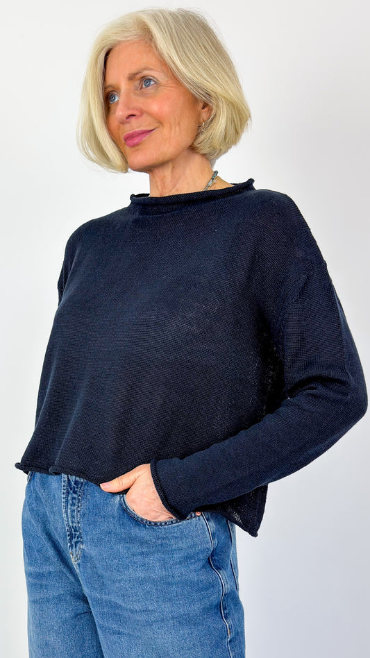 Cordelia James Pea Linen Jumper Navy