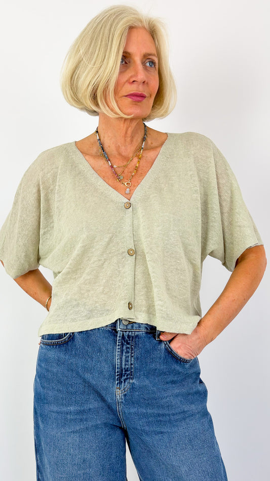 Cordelia James Nano Linen Cardigan Pebble