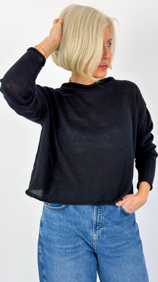 Cordelia James Pea Linen Jumper Black