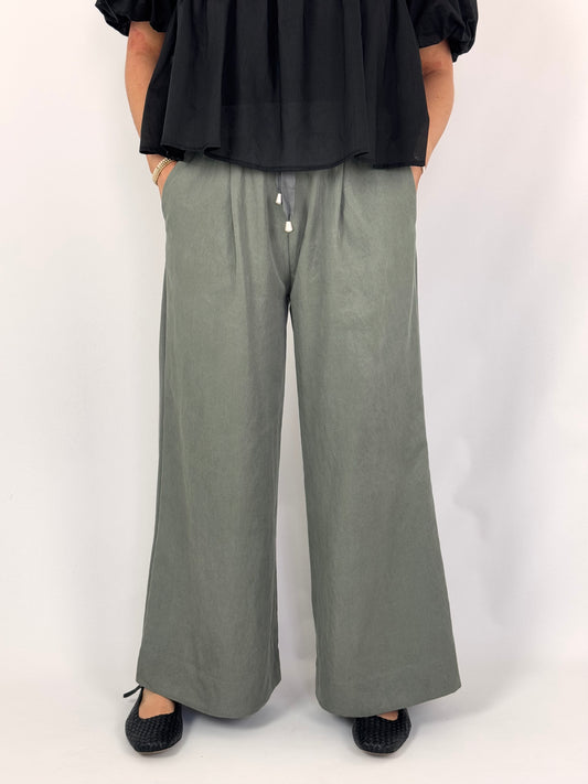 Emin & Paul Drawstring Trousers Khaki