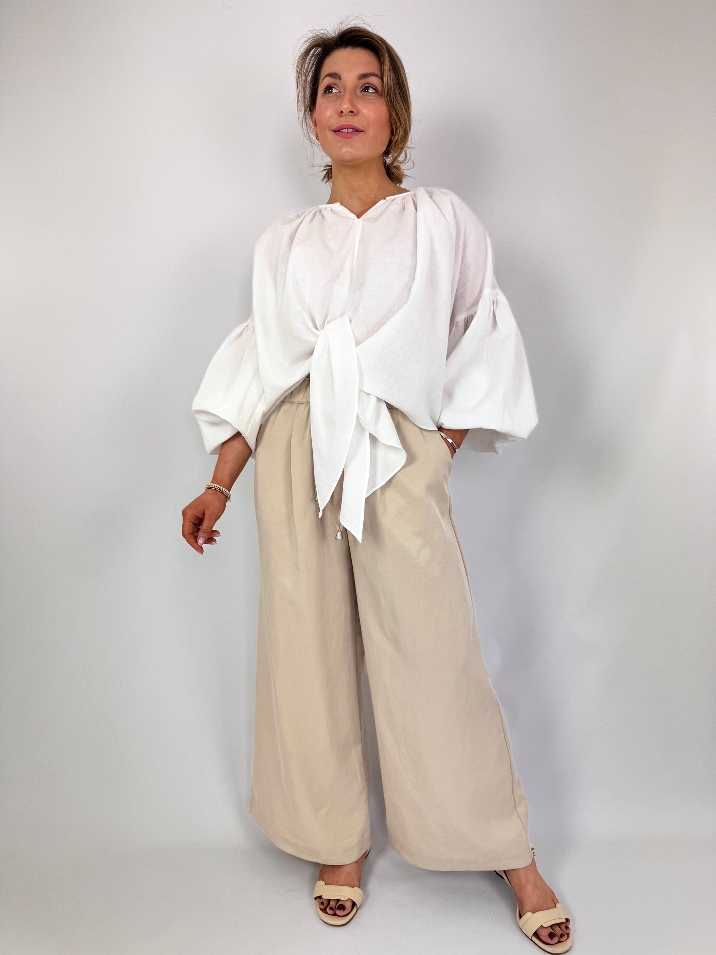 Emin & Paul Drawstring Trousers Beige