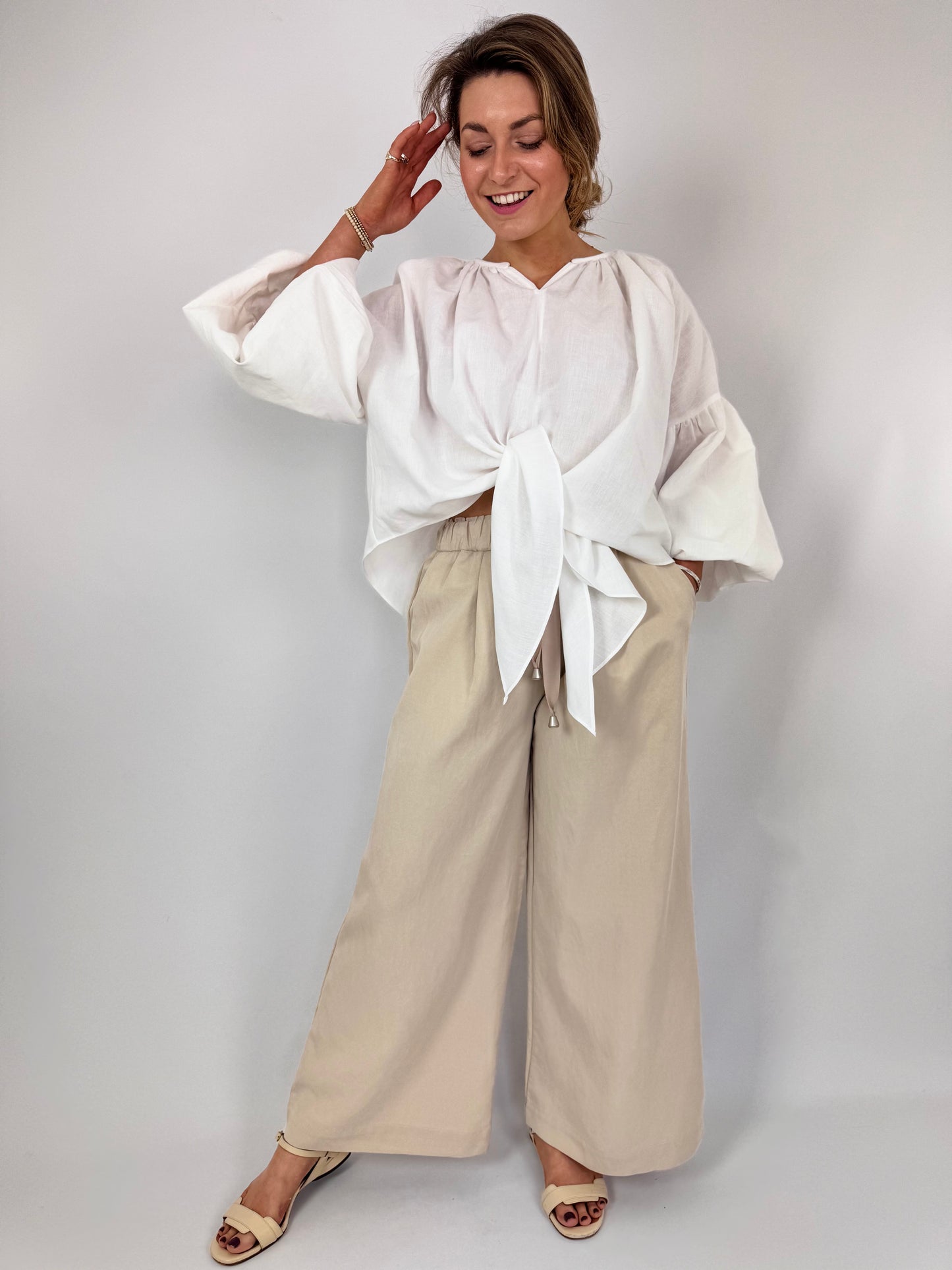 Emin & Paul Drawstring Trousers Beige