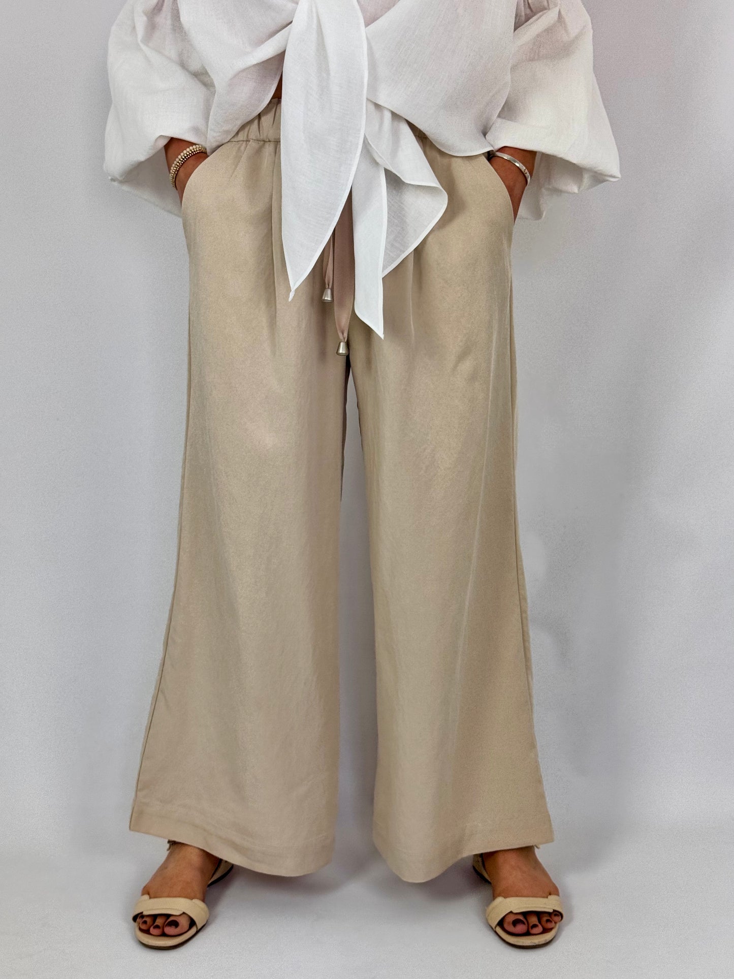 Emin & Paul Drawstring Trousers Beige