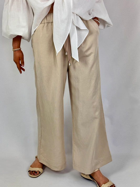 Emin & Paul Drawstring Trousers Beige