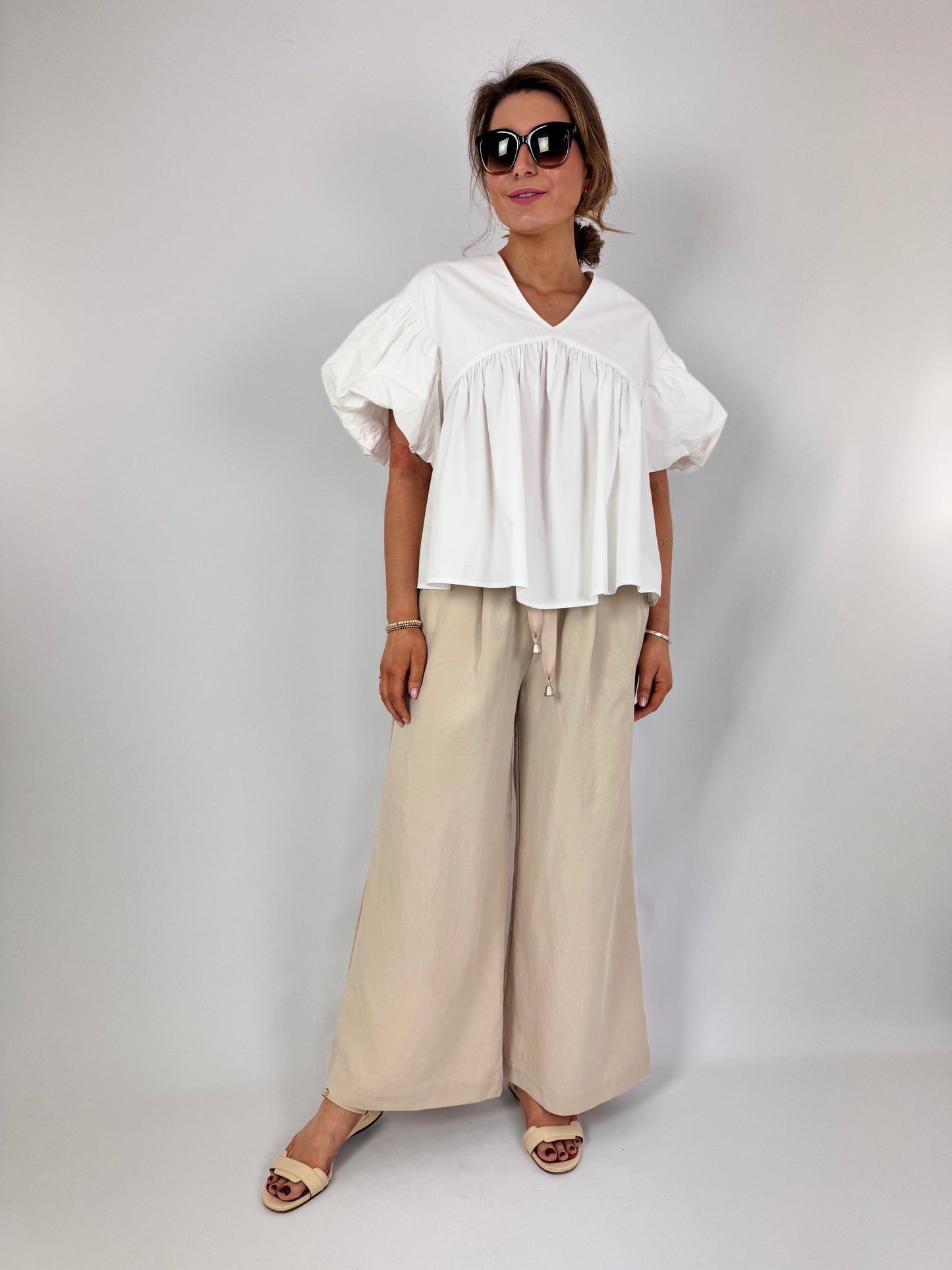 Emin & Paul Drawstring Trousers Beige