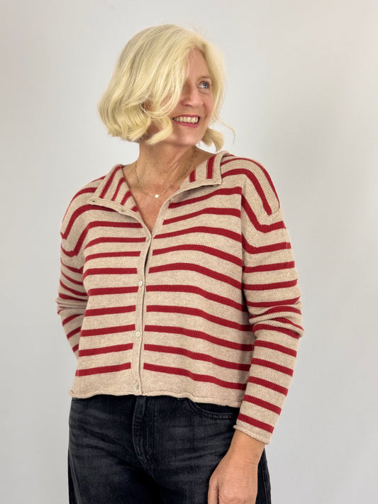 Cordelia James Zeya Cardigan Oatmeal/Rust