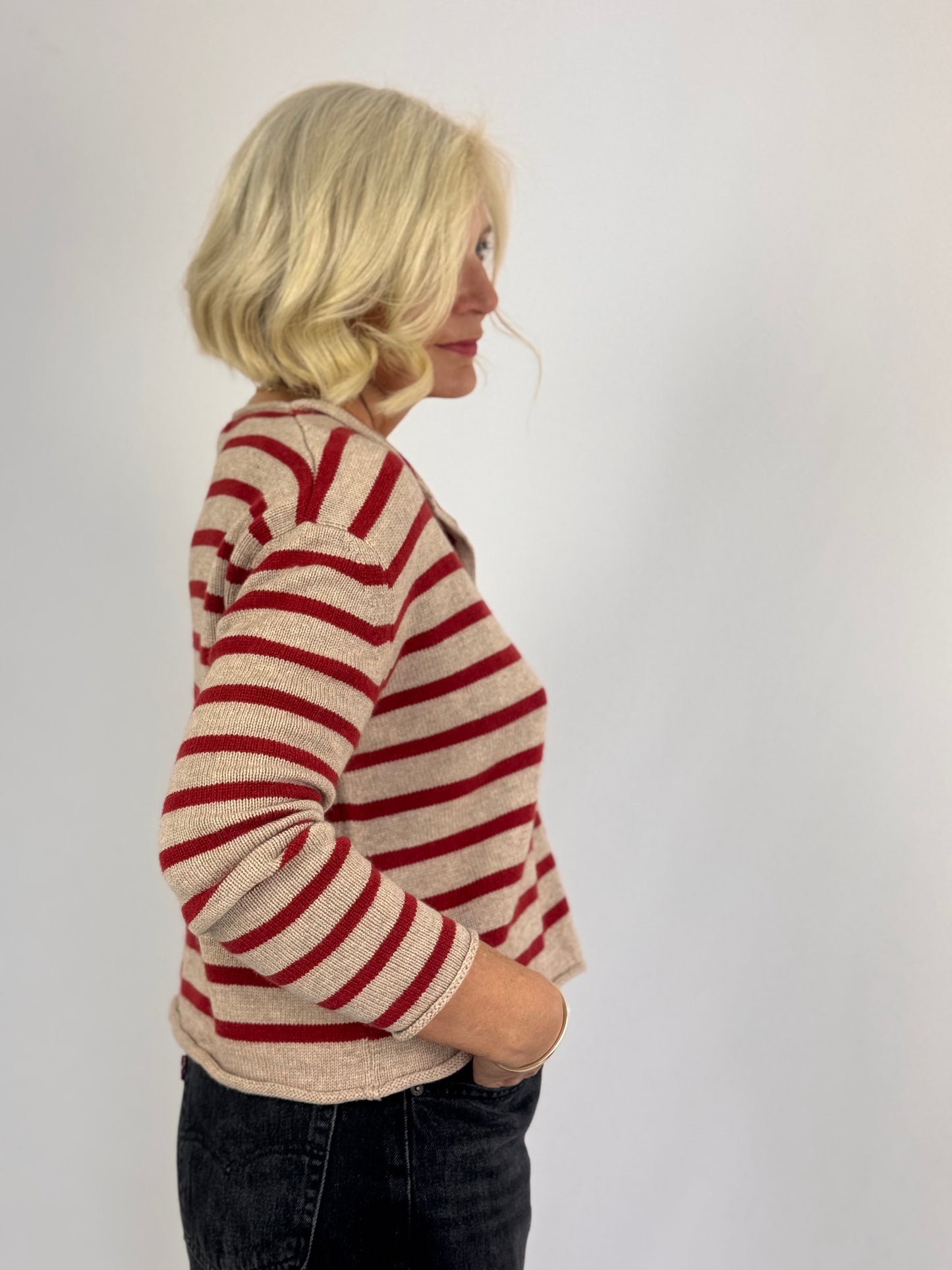 Cordelia James Zeya Cardigan Oatmeal/Rust