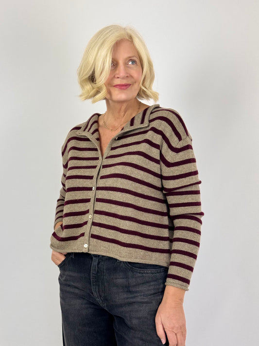 Cordelia James Zeya Cardigan Mocha/Burgundy