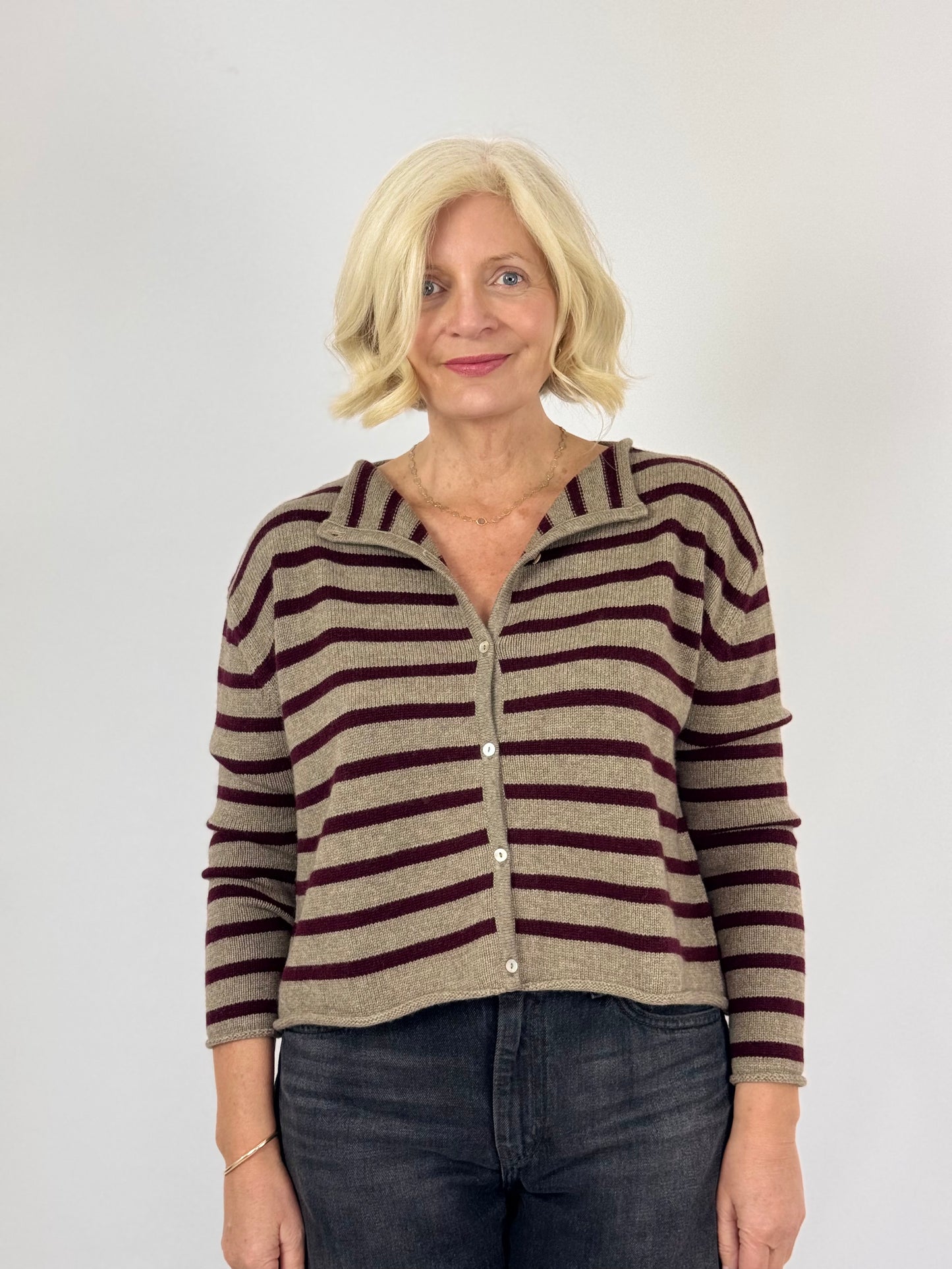 Cordelia James Zeya Cardigan Mocha/Burgundy