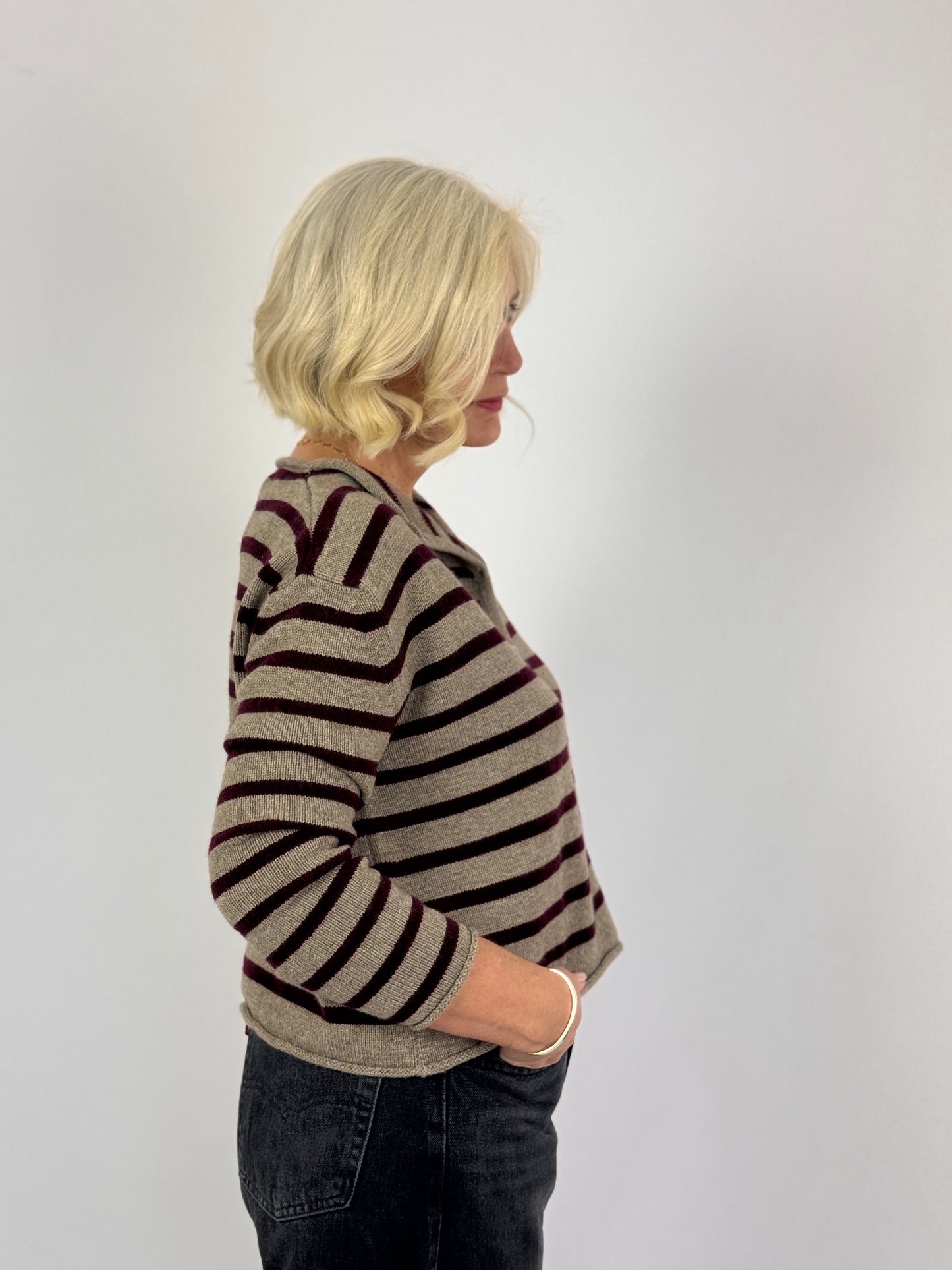Cordelia James Zeya Cardigan Mocha/Burgundy