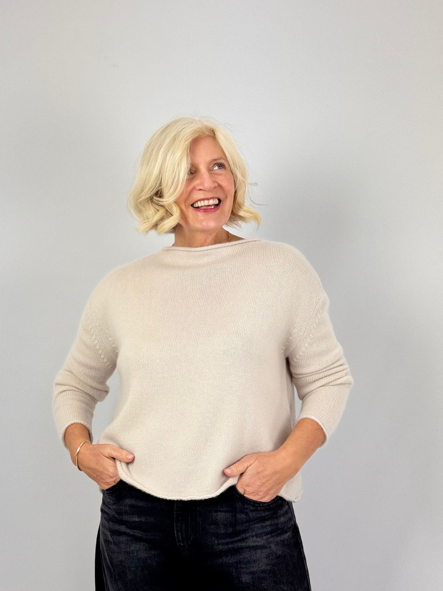 Cordelia James Pea Cashmere Jumper Stone