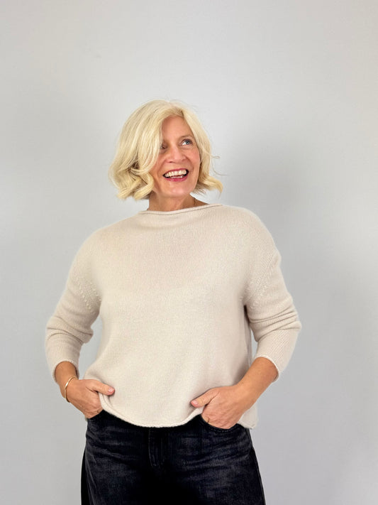 Cordelia James Pea Cashmere Jumper Stone
