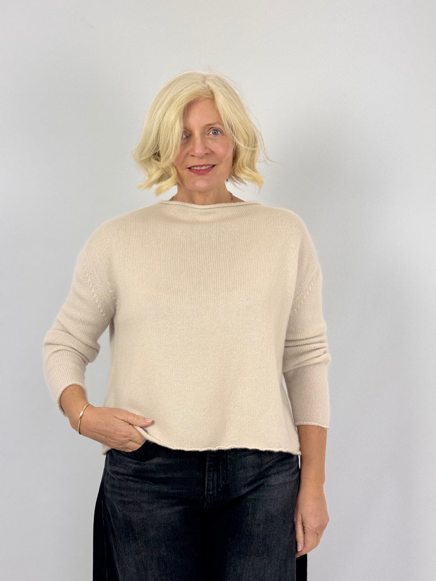 Cordelia James Pea Cashmere Jumper Stone