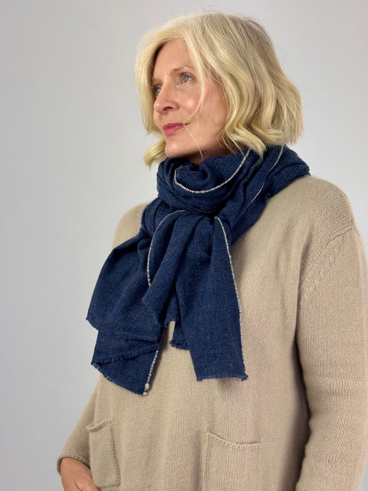 Cordelia James 03CS Scarf Denim Blue/Cream