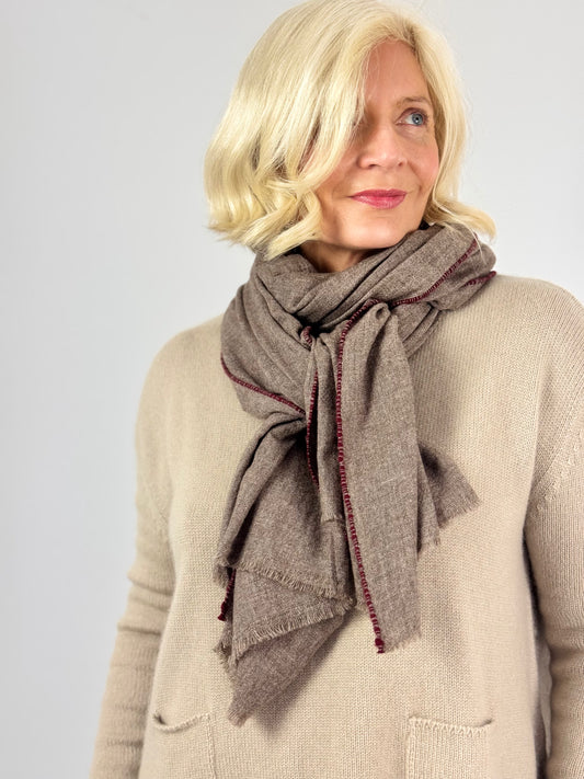Cordelia James 03CS Scarf Mocha/Burgundy