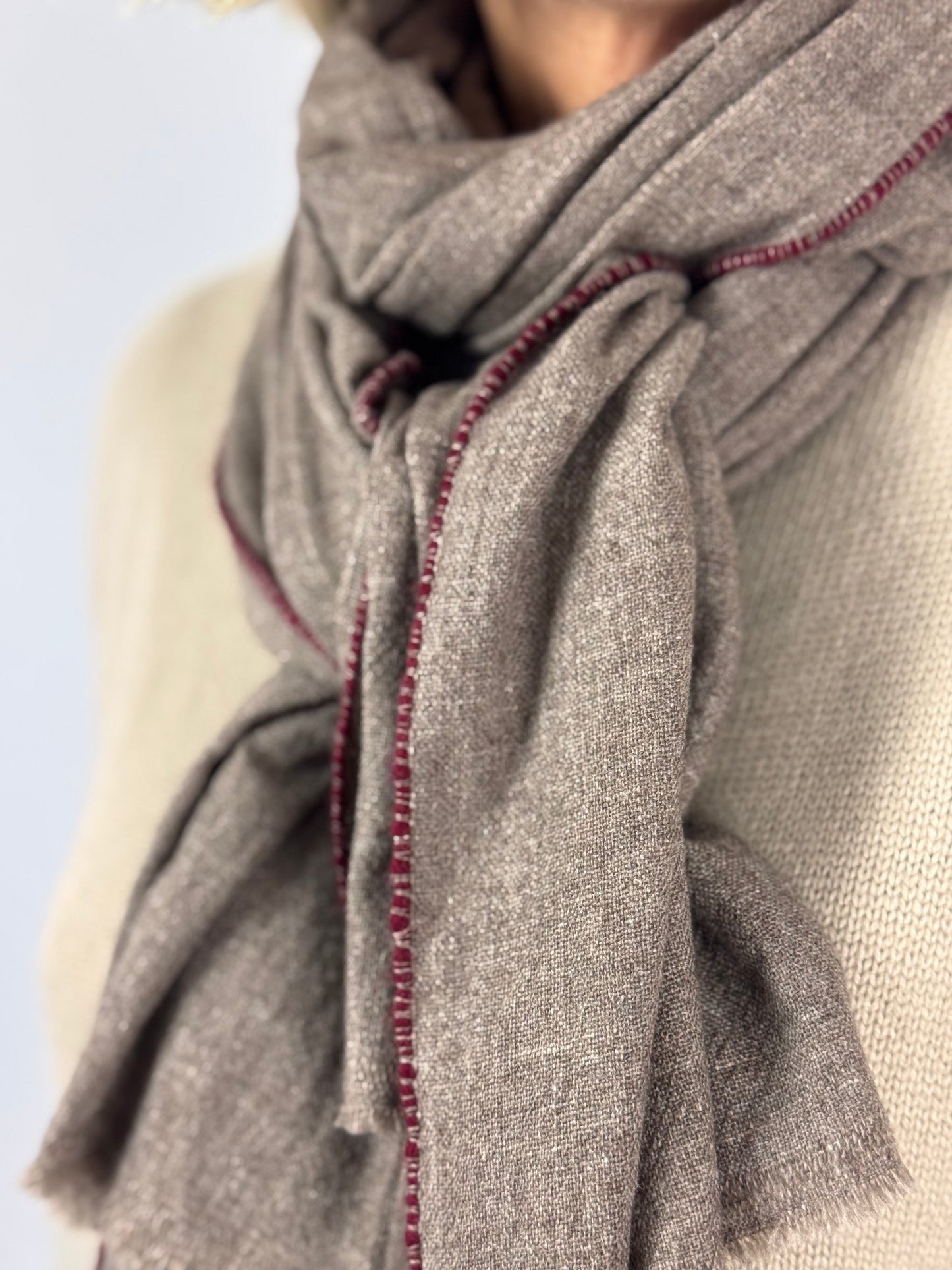 Cordelia James 03CS Scarf Mocha/Burgundy