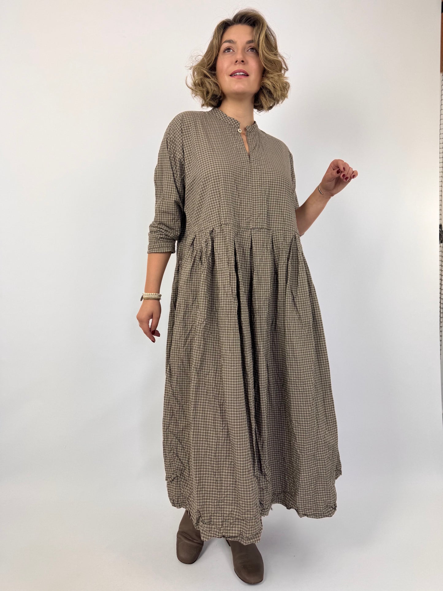 Pas De Calais 4496 Check Dress Brown
