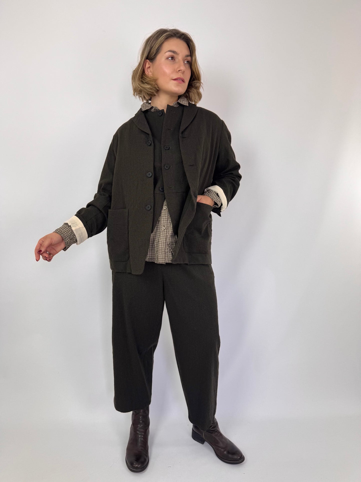 Pas De Calais 8614 Cropped Trousers Khaki