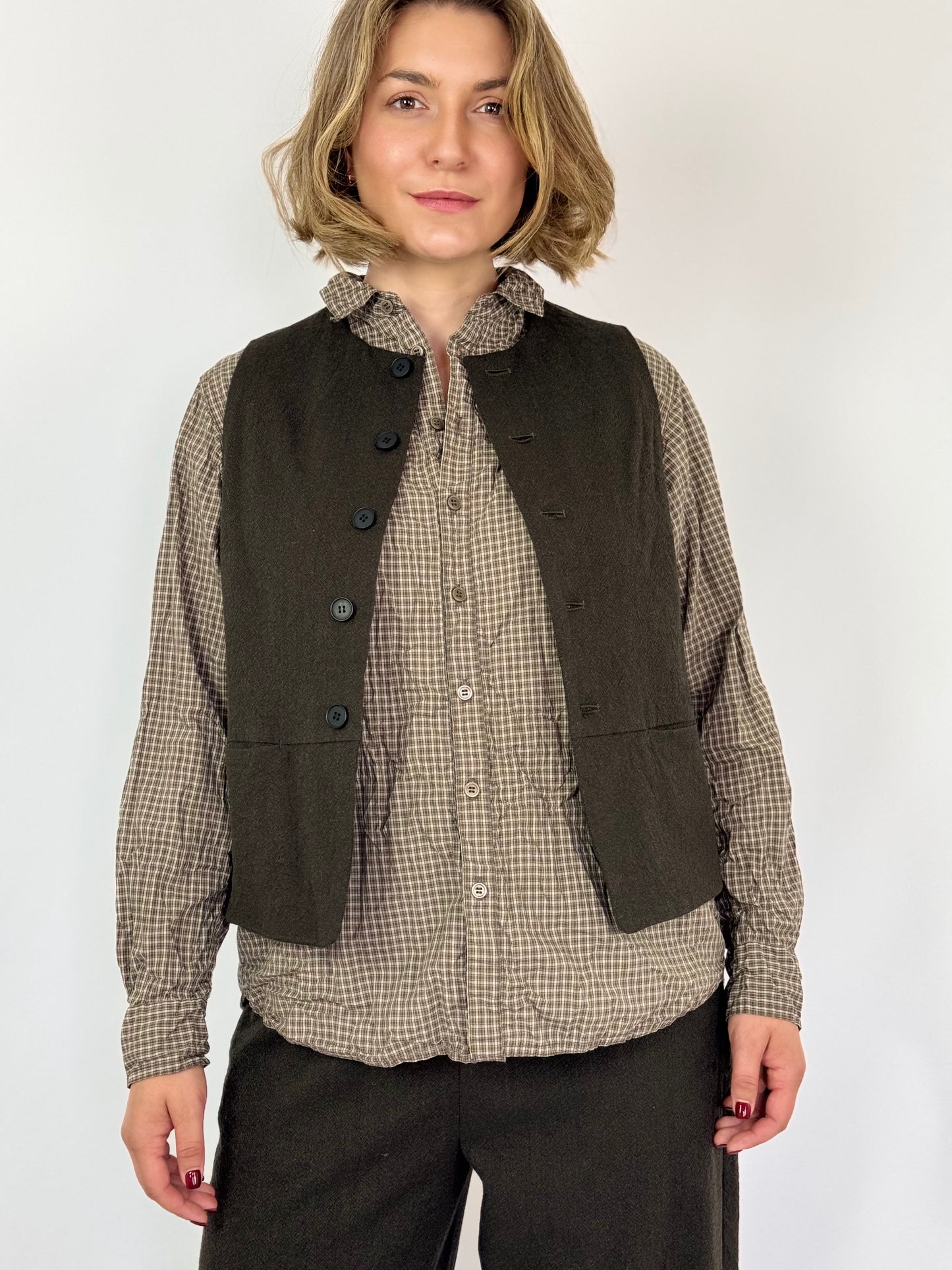 Pas De Calais 6695 Check Shirt Brown