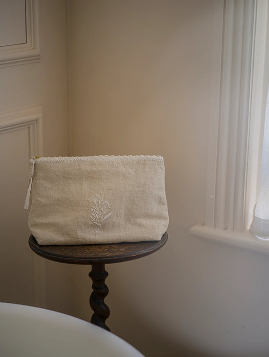 MeanWhile Linen/Lace Cosmetic Pouch