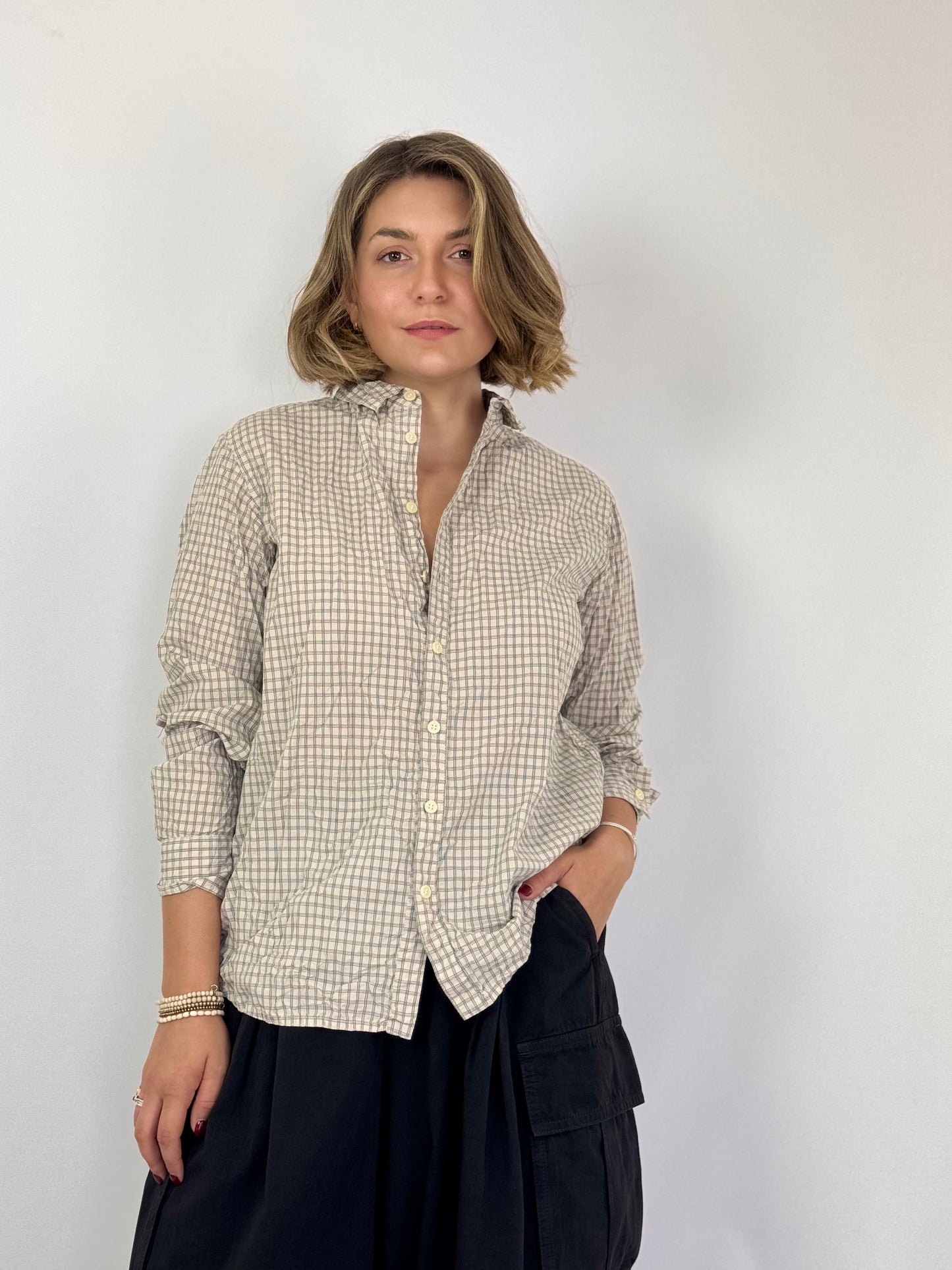 Pas De Calais 6695 Check Shirt Off-White