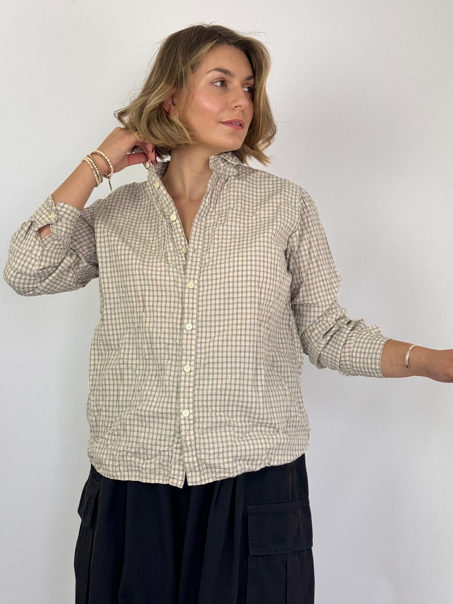 Pas De Calais 6695 Check Shirt Off-White