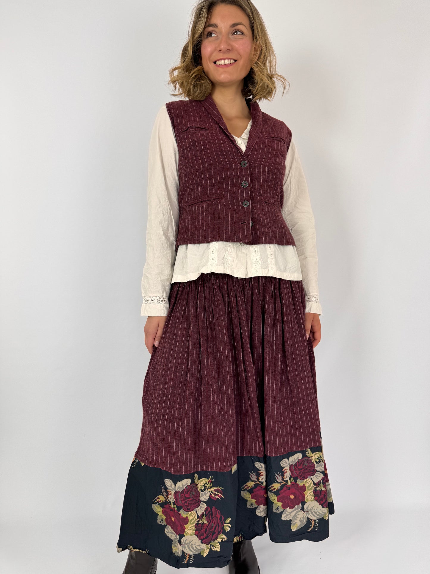 Ewa i Walla Tula Waistcoat Burgundy