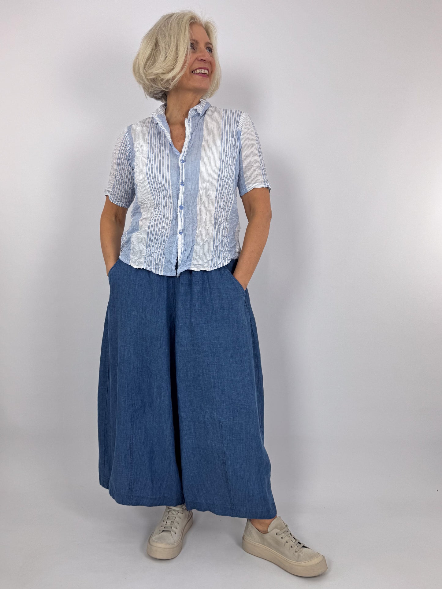 Pas De Calais 8694 Chambray Trousers Saxe Blue