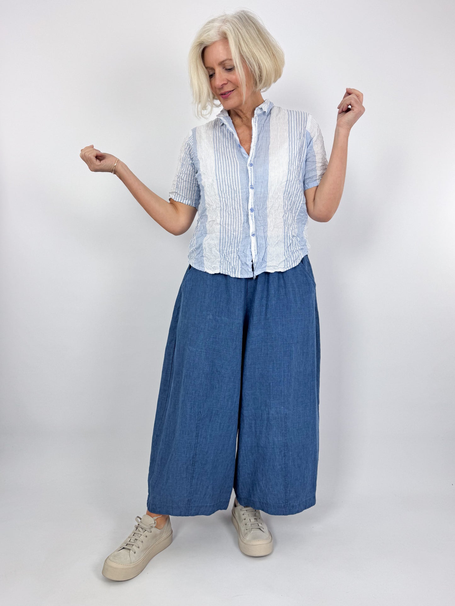 Pas De Calais 8694 Chambray Trousers Saxe Blue