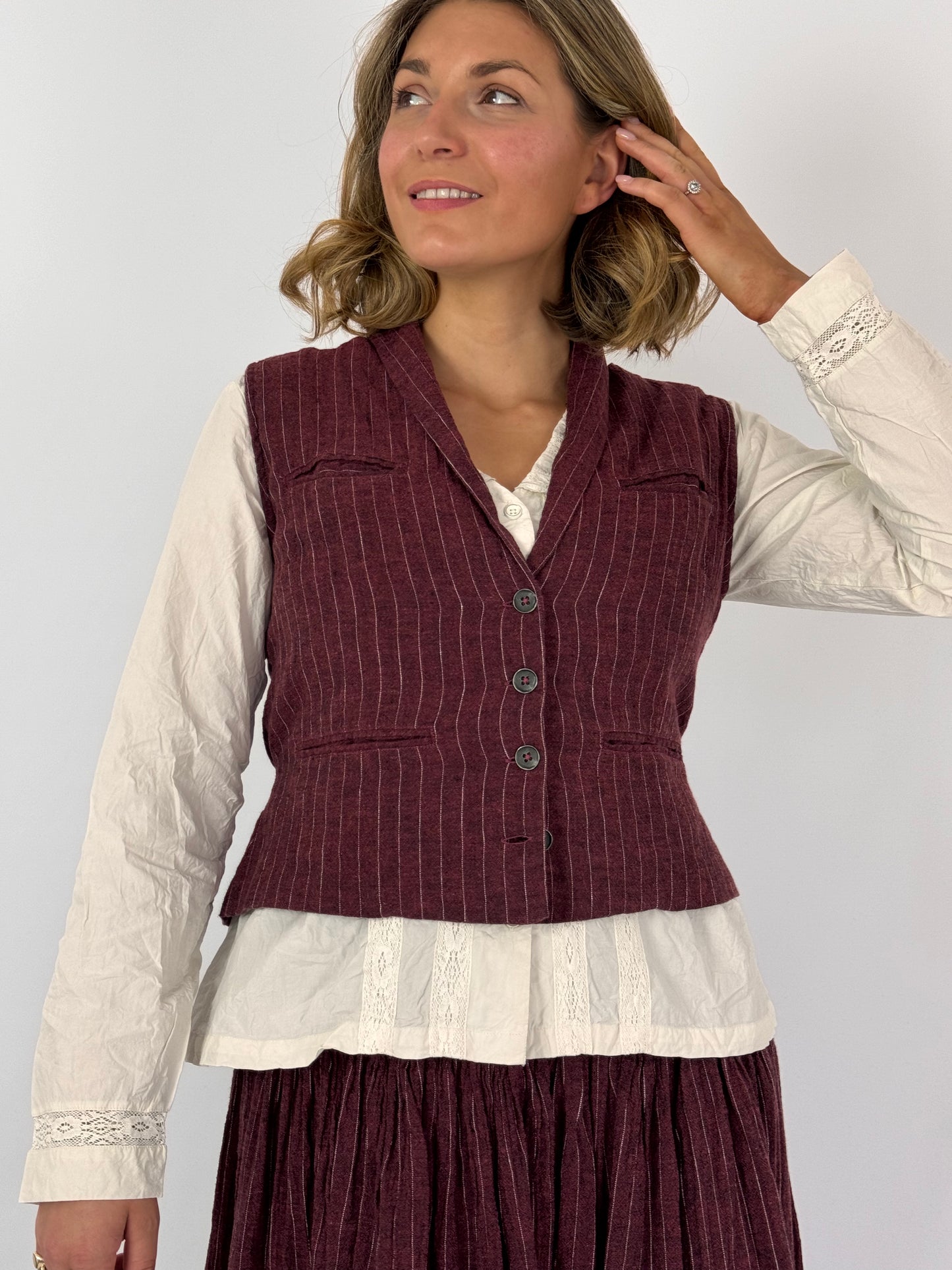 Ewa i Walla Tula Waistcoat Burgundy