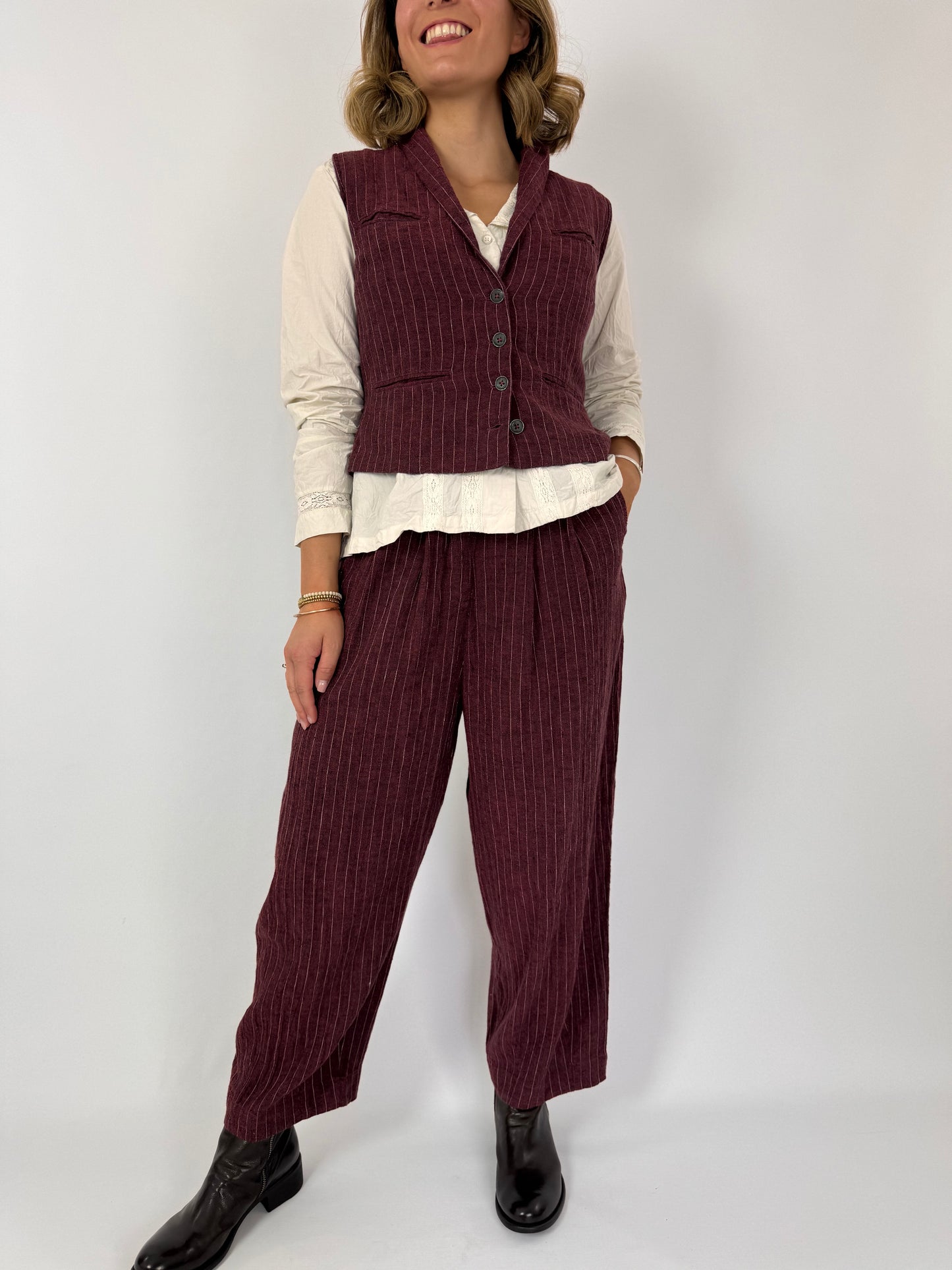 Ewa i Walla Tula Waistcoat Burgundy