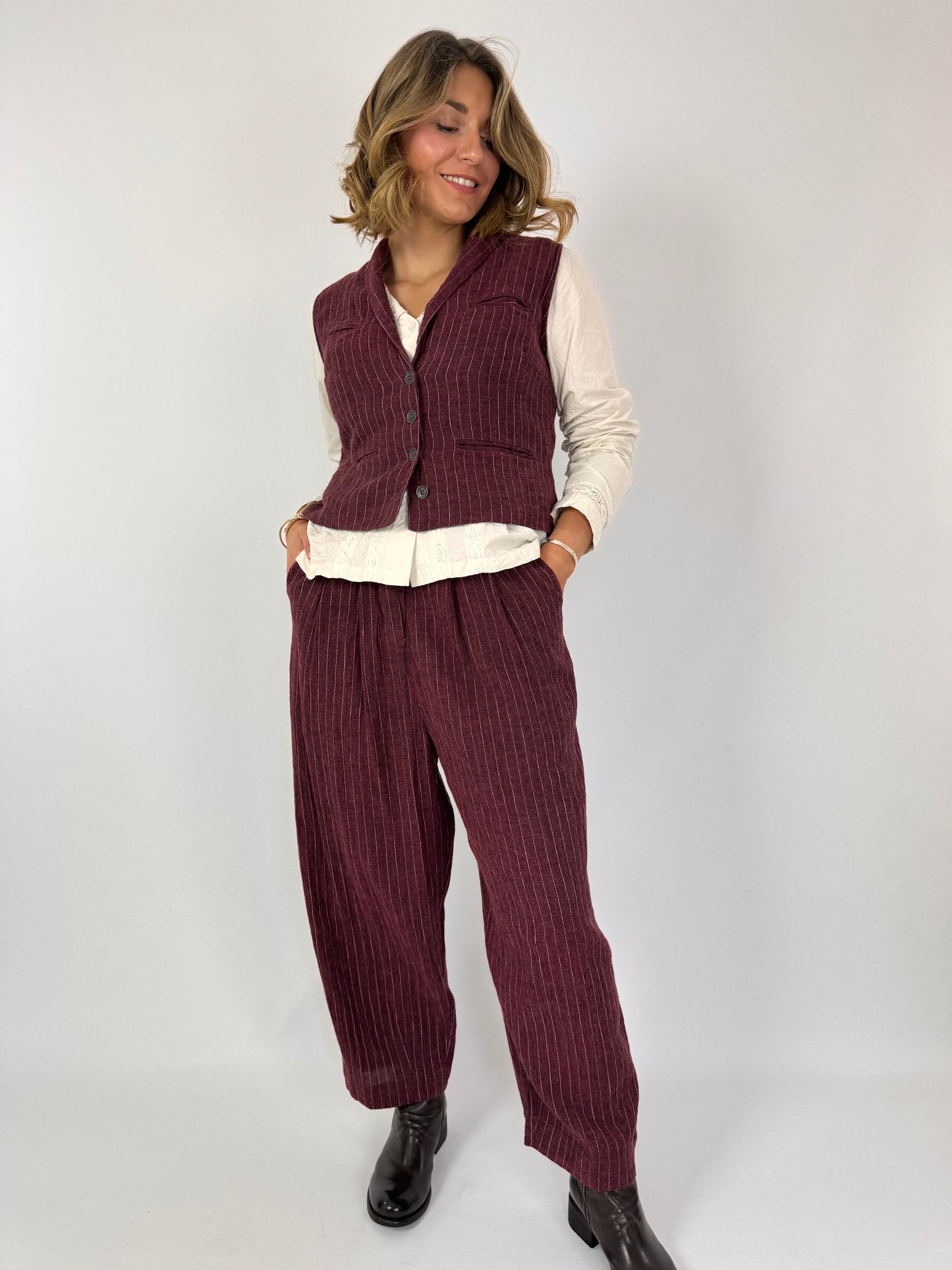 Ewa i Walla Tula Waistcoat Burgundy