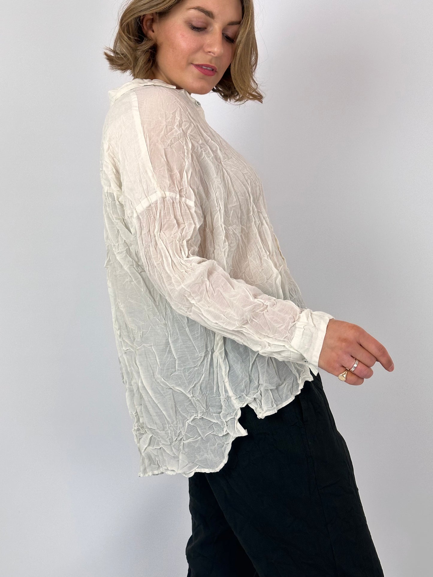 PDC 6487 Crinkle Blouse Ivory