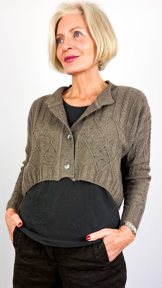 Weaves & Blends Nora Twist Cardigan Shatoosh