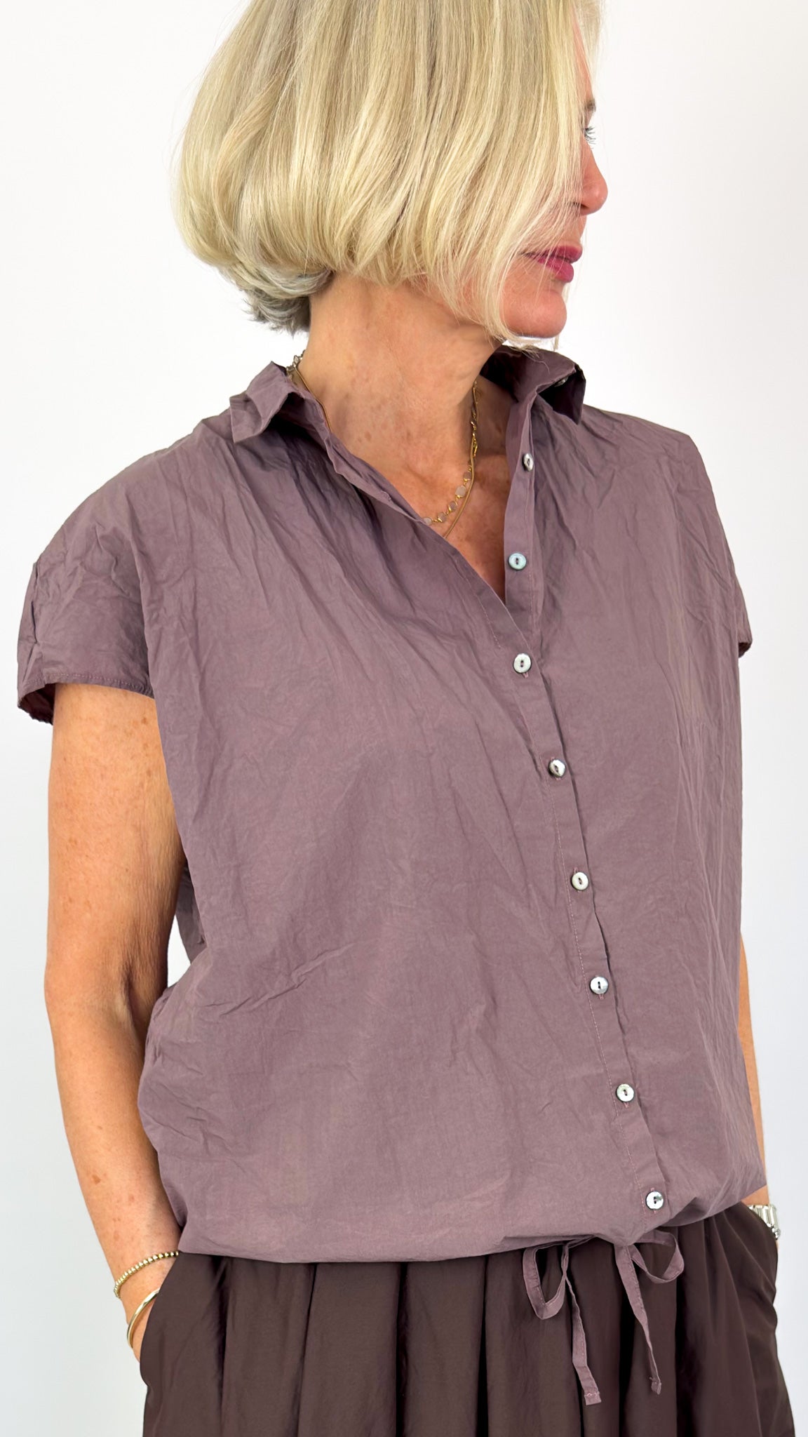 Album Di Famiglia 12_143 TC Drawstring Shirt Mauve