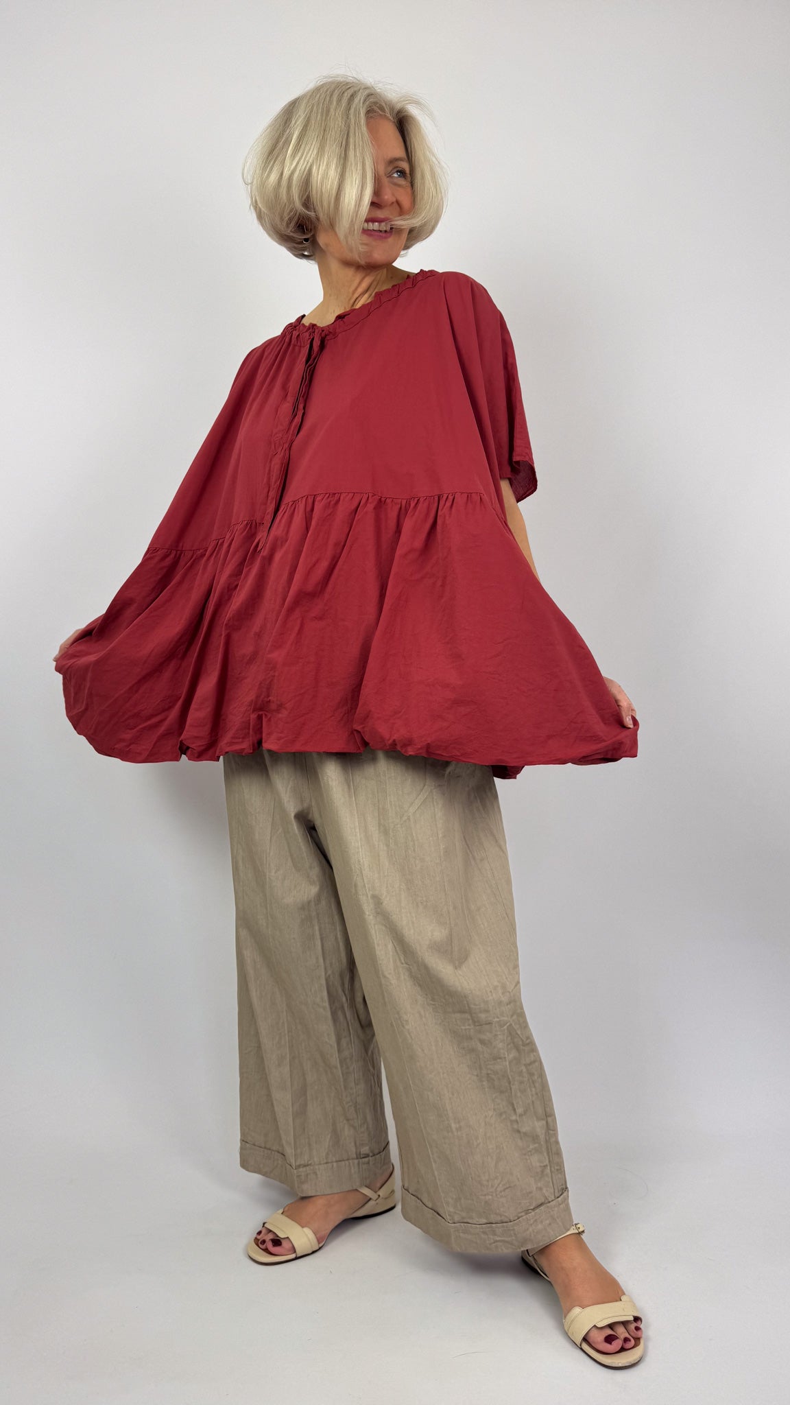 Barbara Lang SIM V Blouse Red