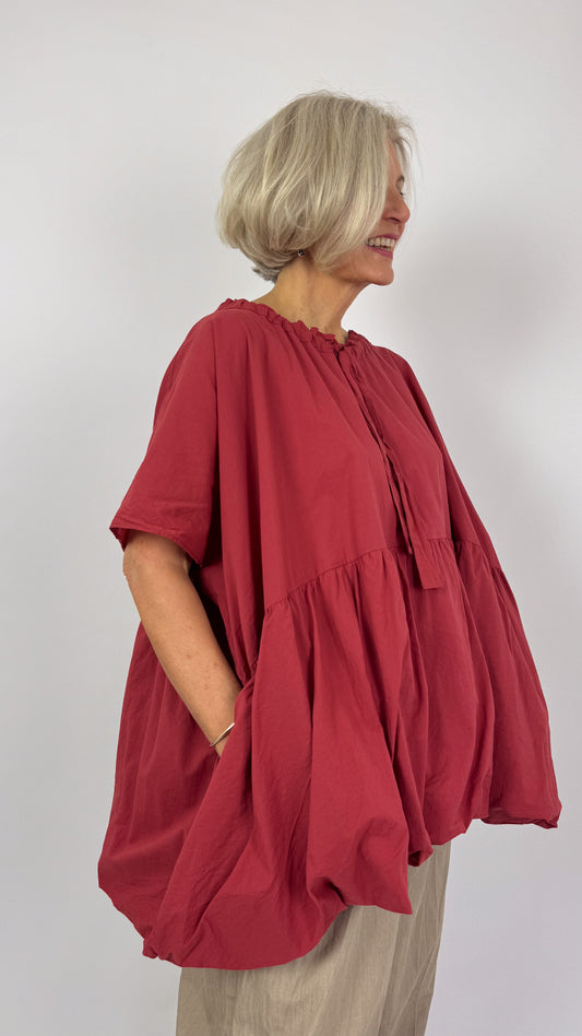 Barbara Lang SIM V Blouse Red