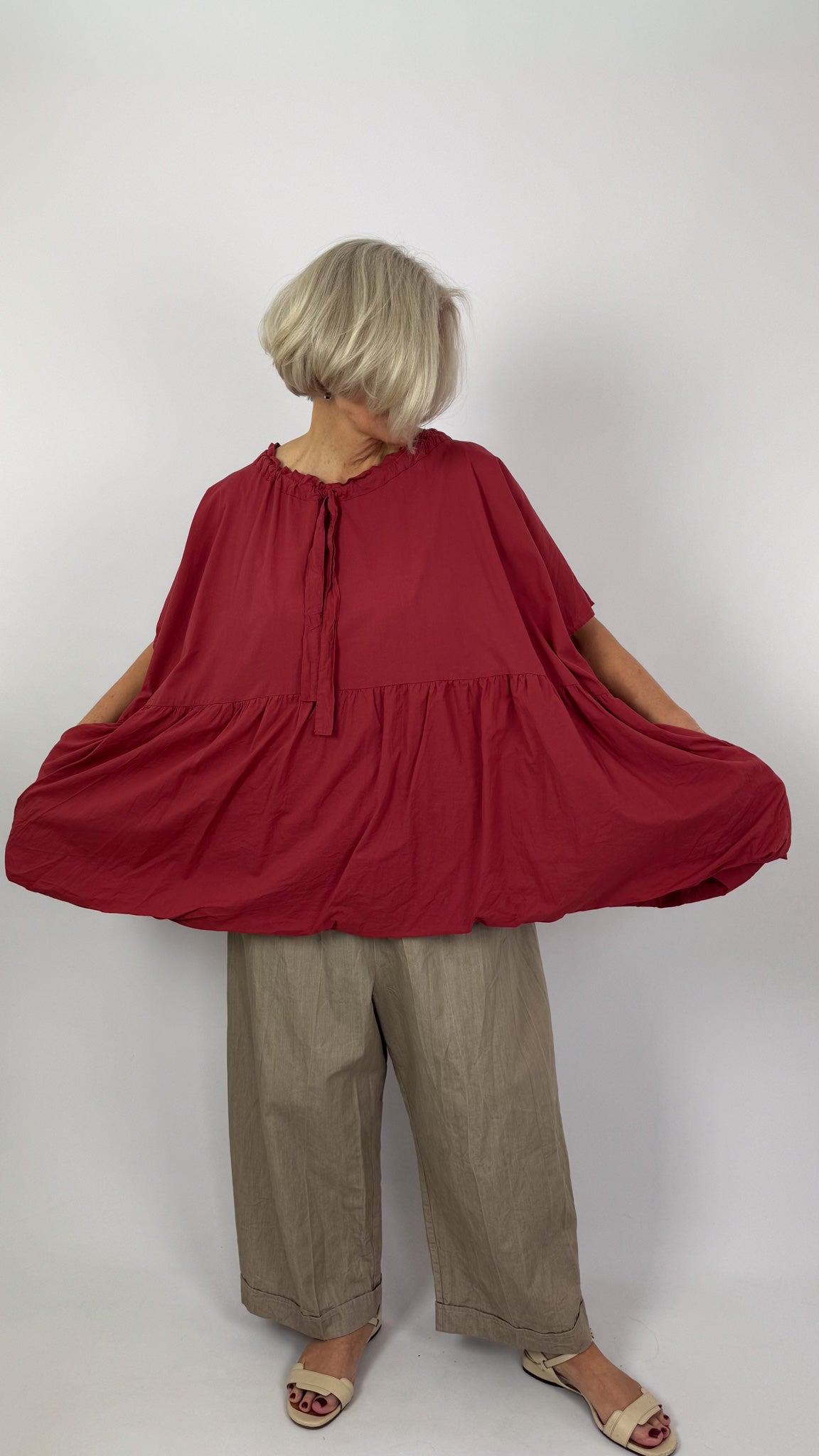 Barbara Lang SIM V Blouse Red