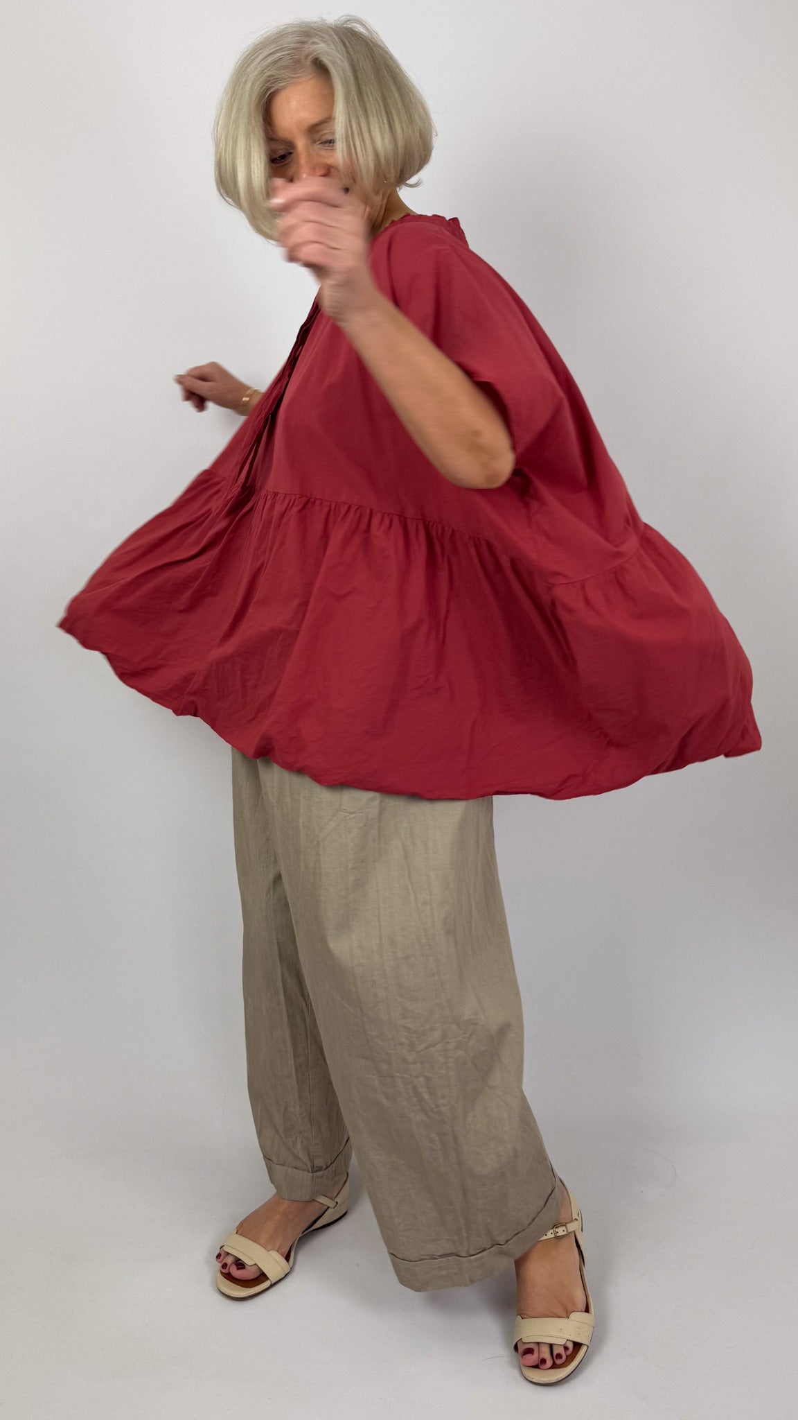 Barbara Lang SIM V Blouse Red