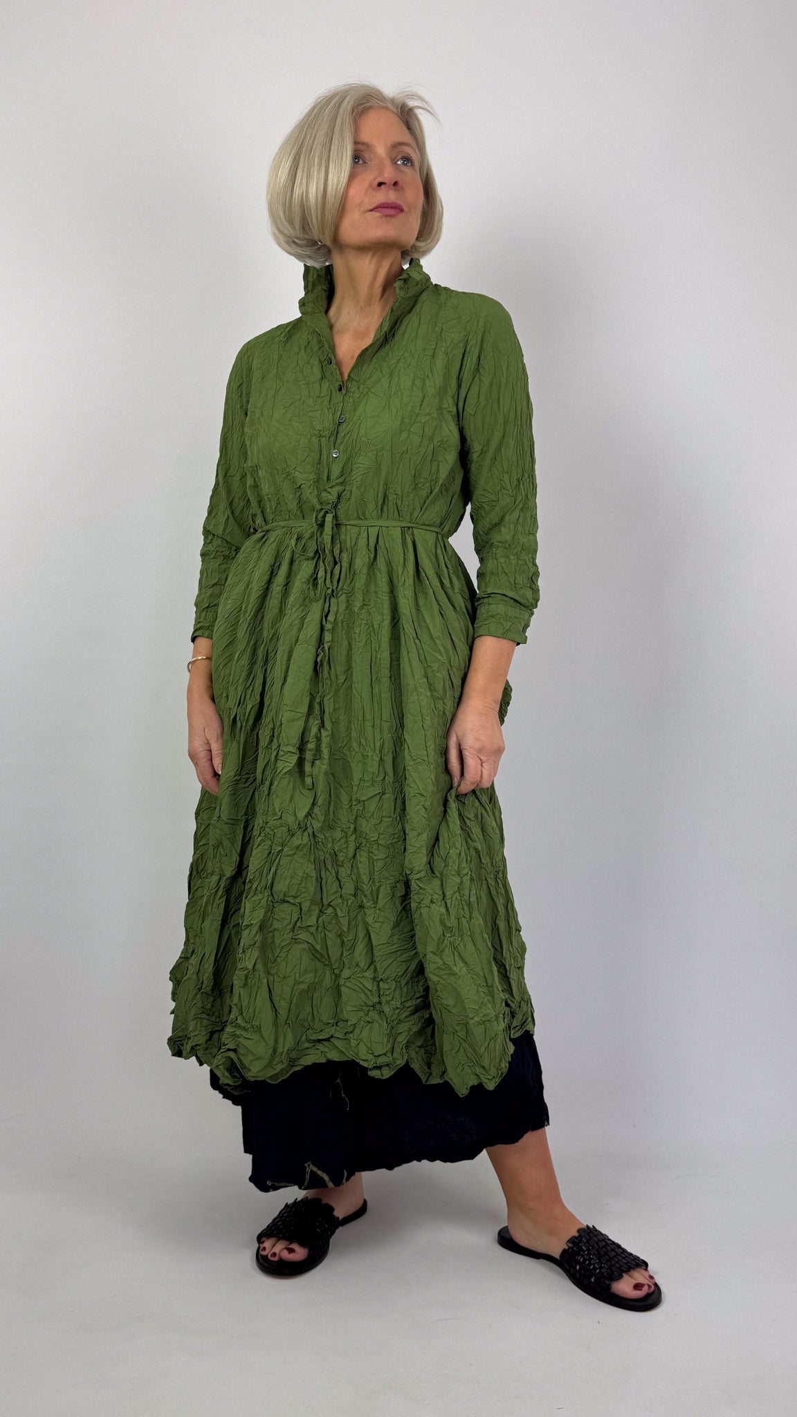 Pas De Calais 4547 Crinkle Dress Green