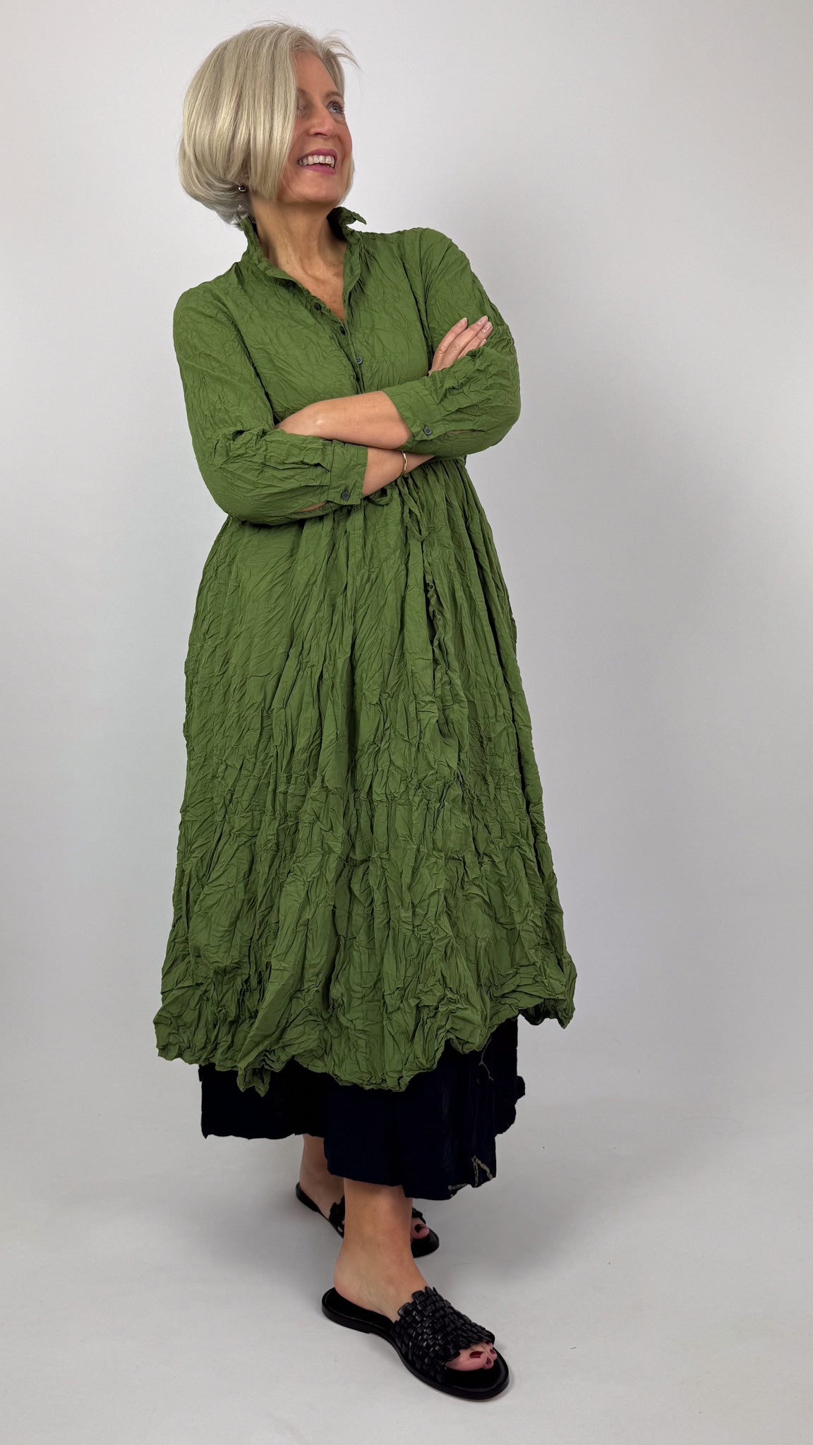 Pas De Calais 4547 Crinkle Dress Green