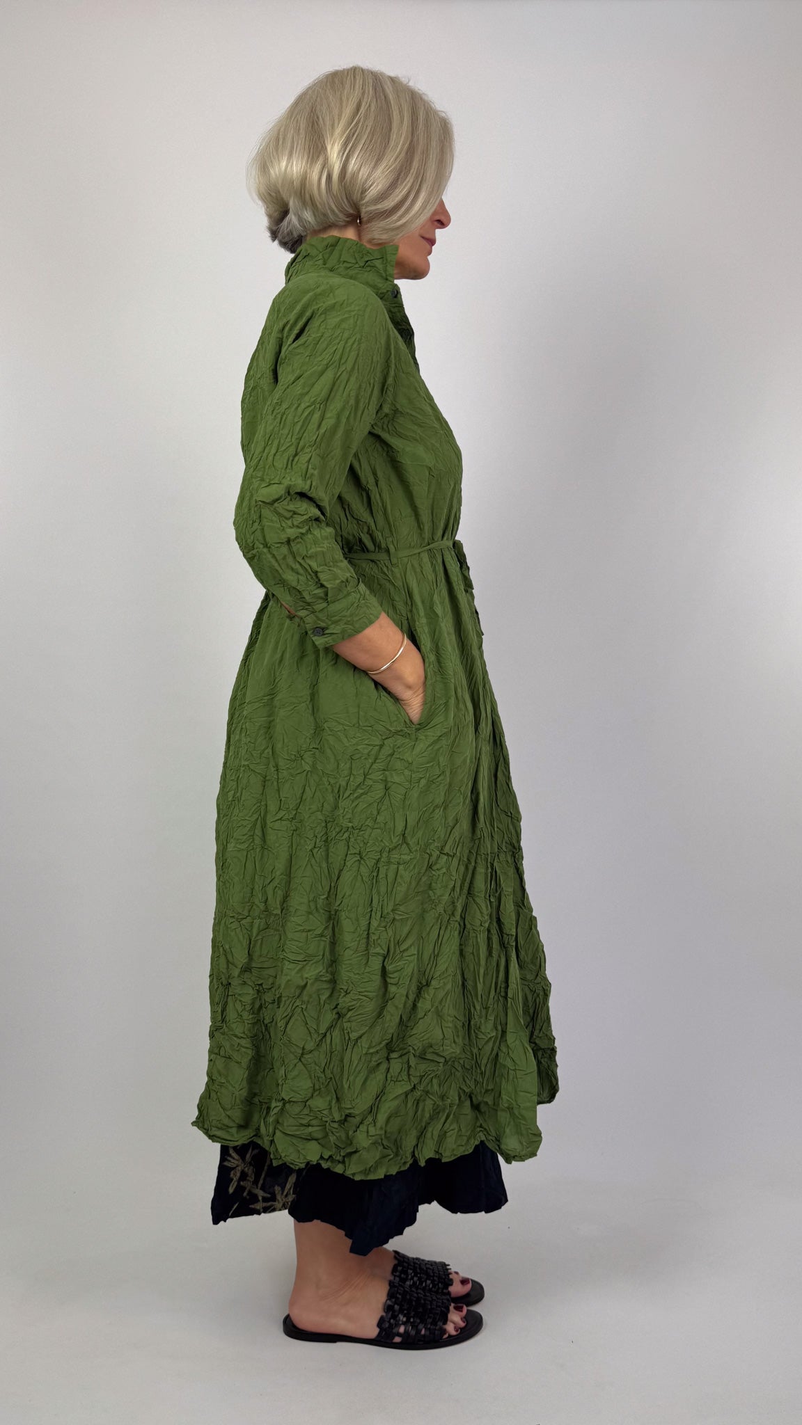 Pas De Calais 4547 Crinkle Dress Green