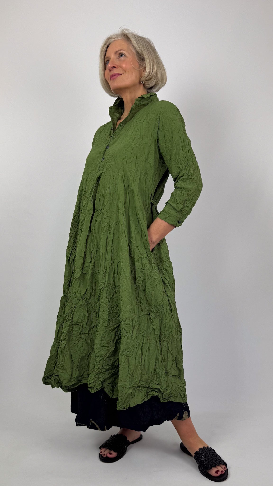 Pas De Calais 4547 Crinkle Dress Green