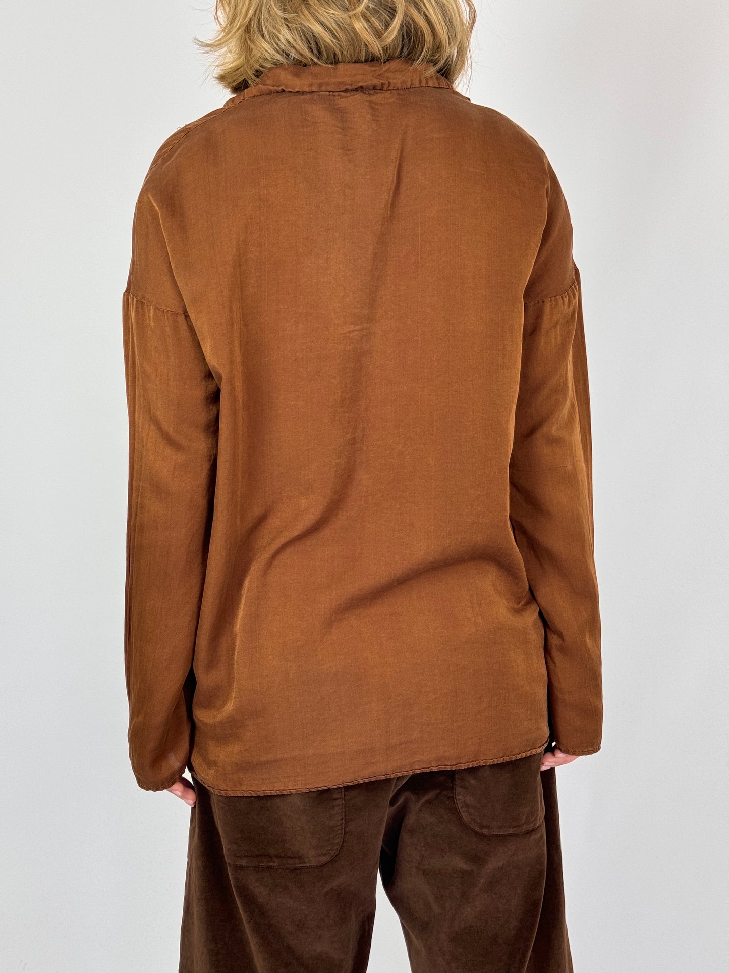 Album Di Famiglia Silk Collar Shirt Rust