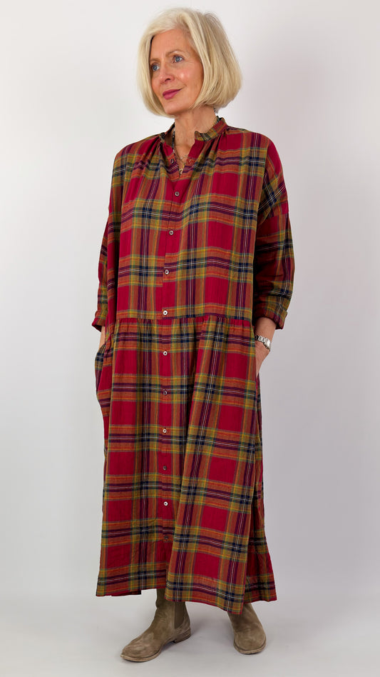 Ichi Antiquities 902 Tartan Dress Red