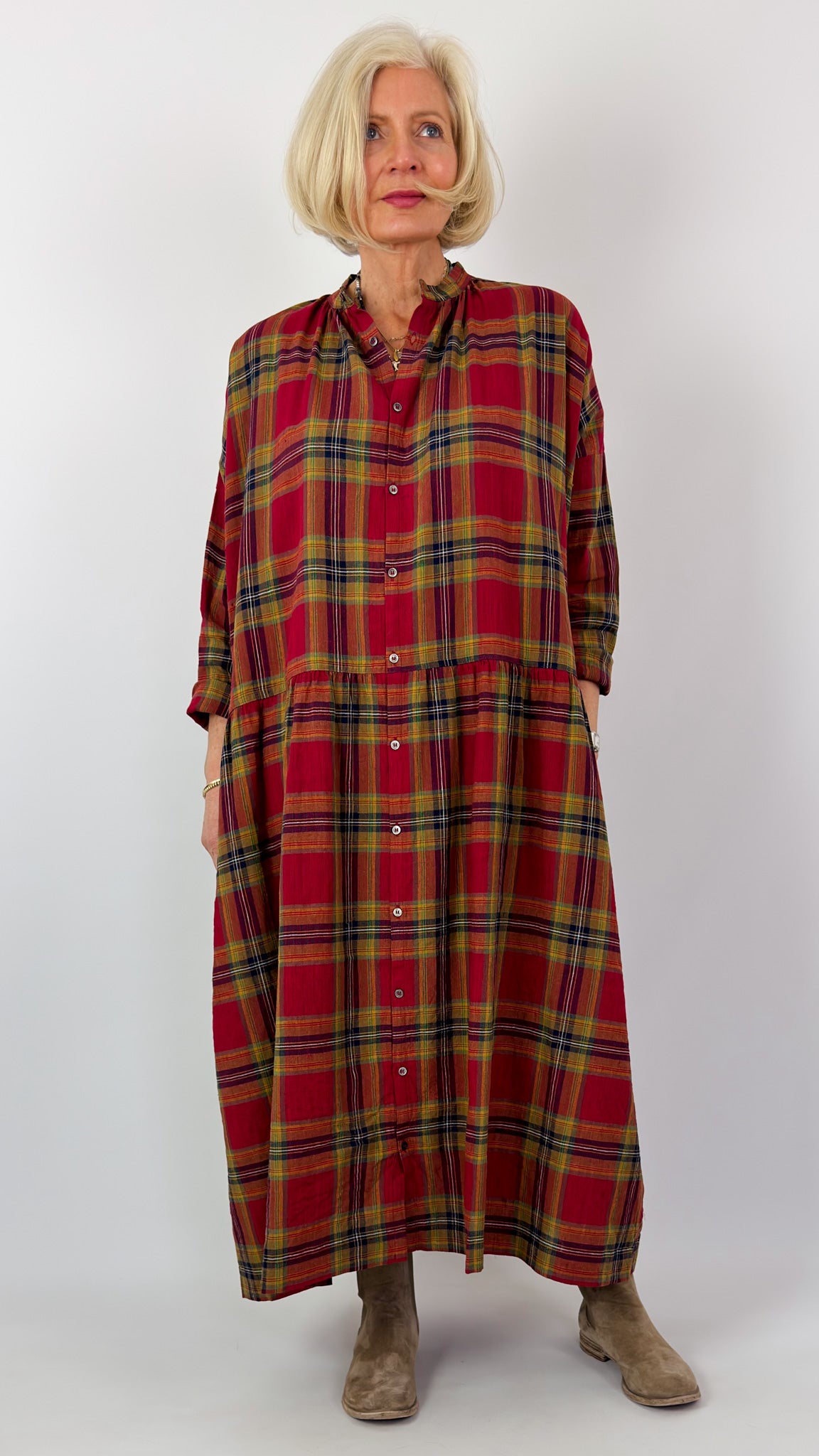 Ichi Antiquities 902 Tartan Dress Red