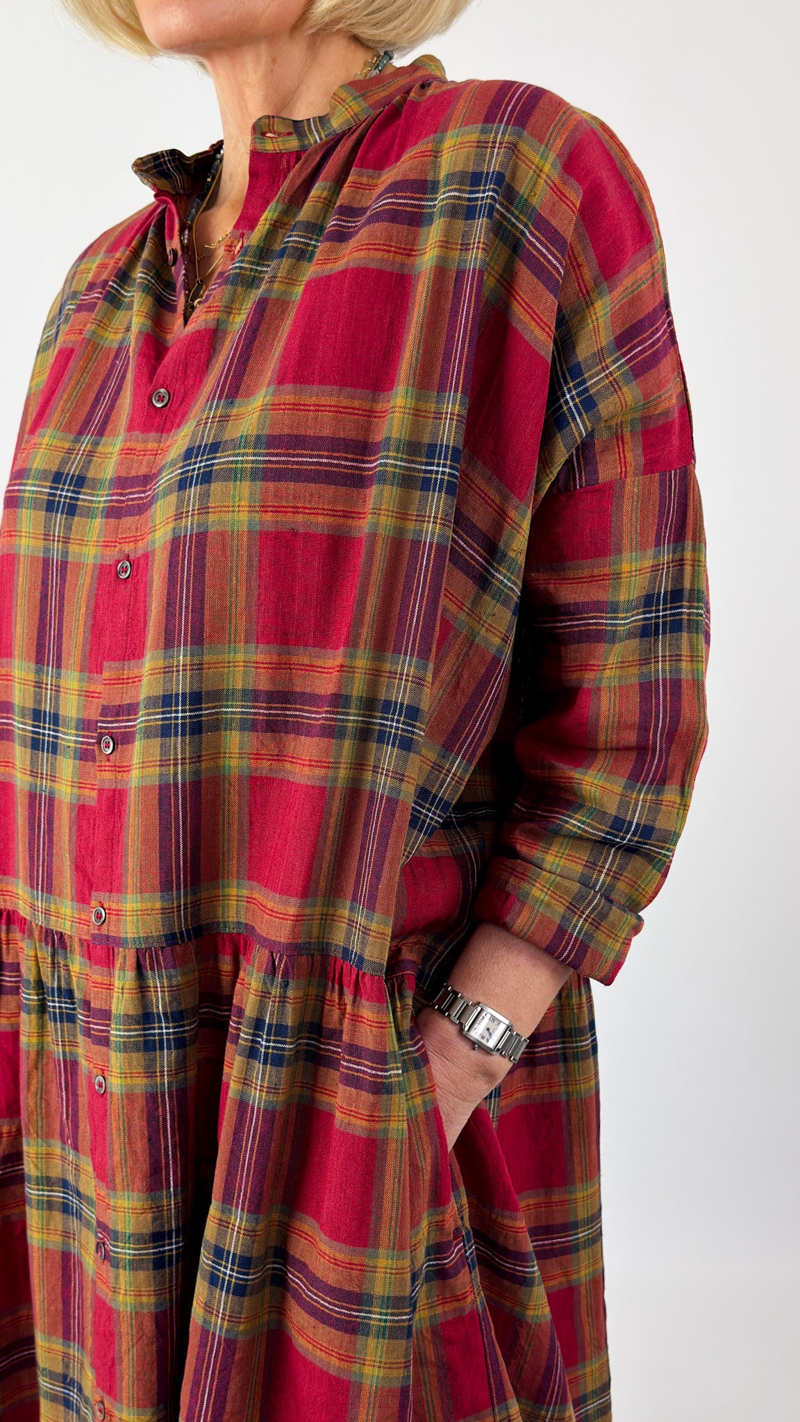 Ichi Antiquities 902 Tartan Dress Red