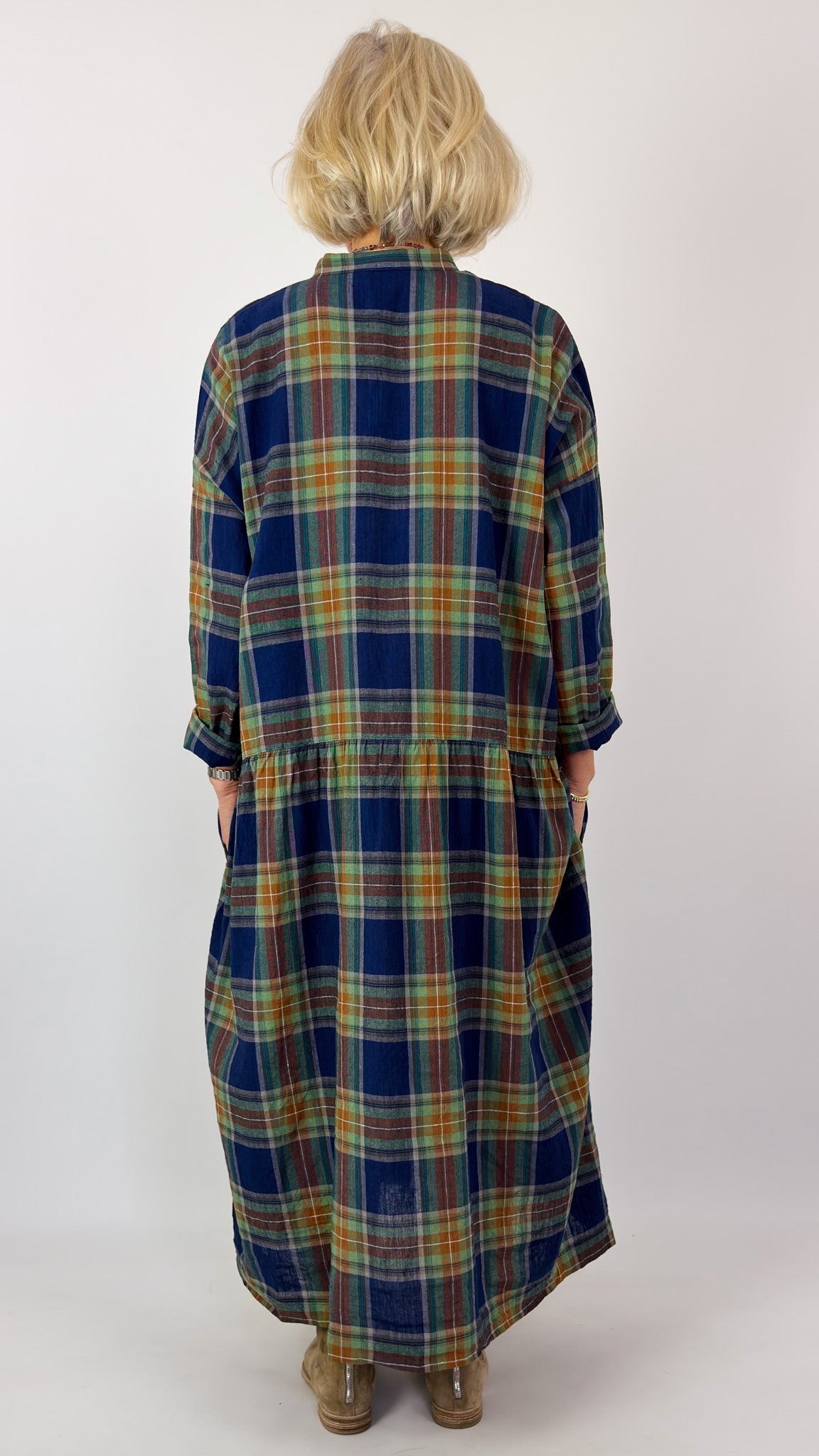 Ichi Antiquities 902 Tartan Dress Navy