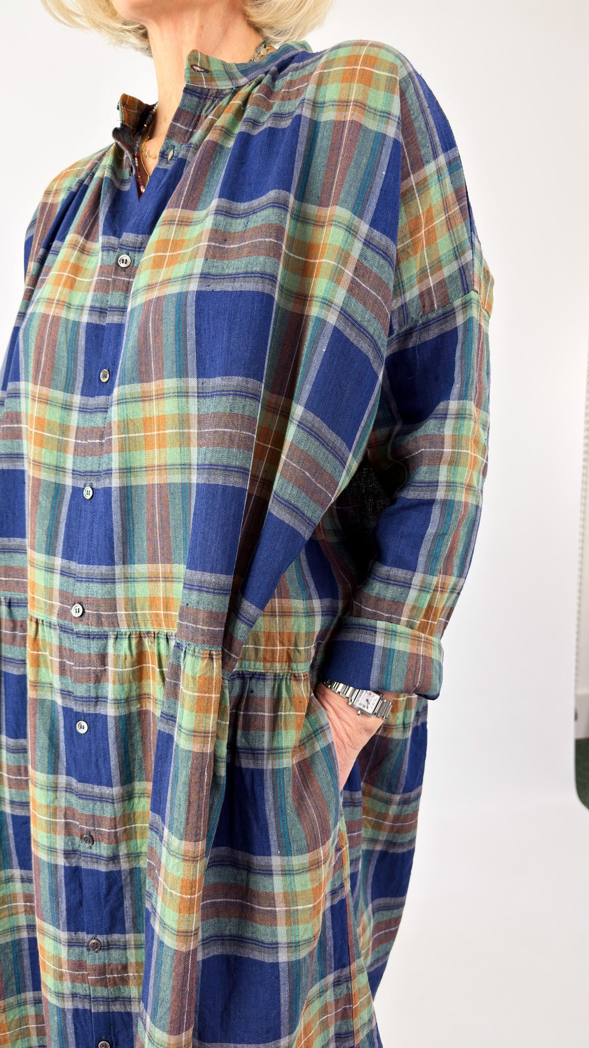 Ichi Antiquities 902 Tartan Dress Navy