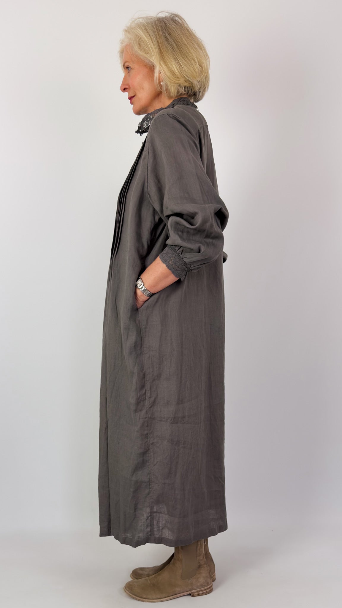 Ichi Antiquities 932 Linen Dress Charcoal